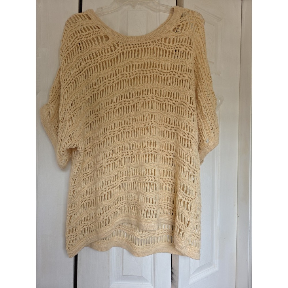 Women's Zyia Active Open Weave Sweater Size 2XL Beige Bohemian Beach